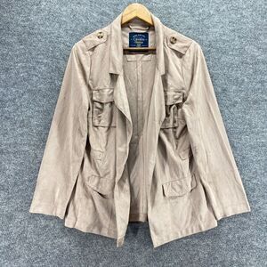 Cavalini Jacket Women M Medium Beige Collared Open Front Long Sleeve Pockets